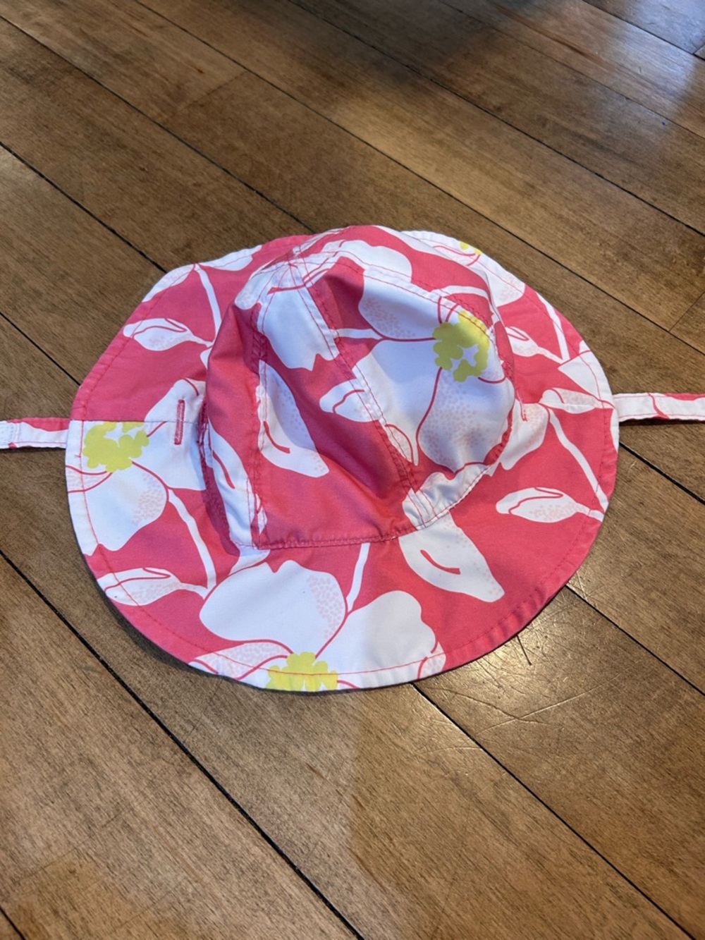 Reversible Pink Floral Sun Hat with Chin Strap
